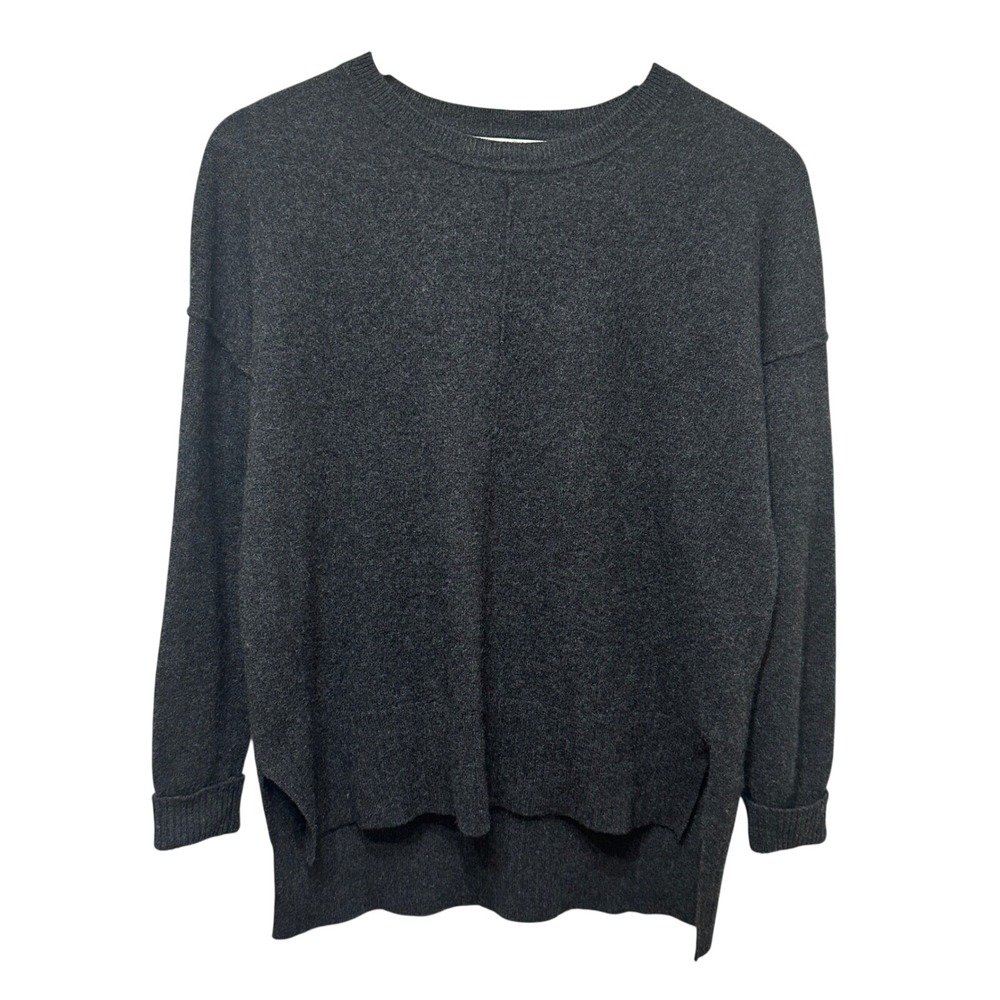 Max Studio 100% Cashmere Sweater Womens Medium Charcoal Pullover Minimalist Chic